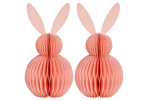 matches21 HOME & HOBBY Dekofigur Osterdeko Osterhasen zum Hinstellen rosa 2er Set Dekofiguren (2 St), Ø 11 x 20 cm als Frühlingsdeko aus Papier