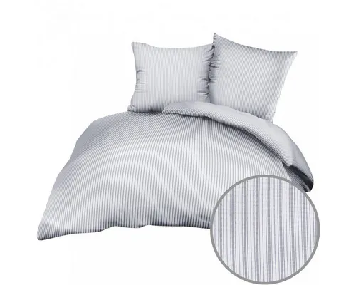 Heubergshop Bettwäsche, Seersucker, 2 teilig, 135x200cm + 80x80cm Gestreift Grau Weiß 100% Baumwolle (BS-Streifen)