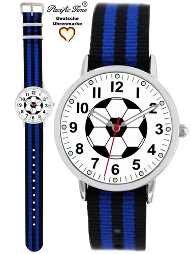 Pacific Time Quarzuhr Kinder Armbanduhr analog Mädchen Jungen Fußball Fan Sport, Wechselarmband Mix and Match - Gratis Versand