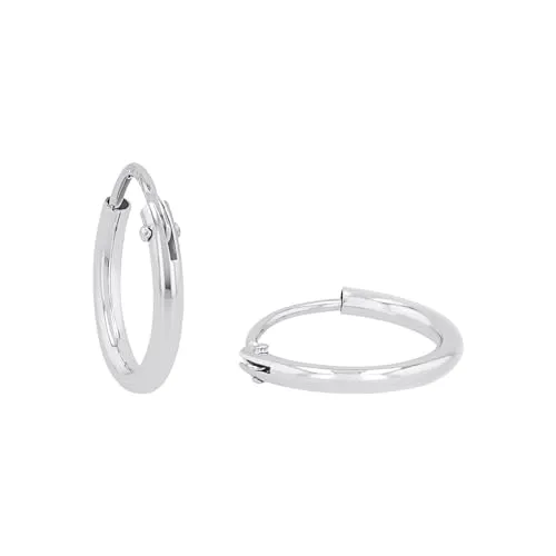Amor Creolen 925 Sterling Silber Unisex Damen Herren Ohrschmuck, 1,1 cm, Silber, Kommt in Schmuck Geschenk Box, 9061273
