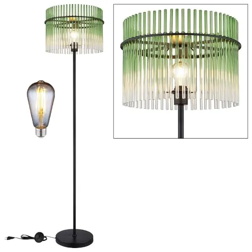 GLOBO LIGHTING LED Stehlampe – Stilvolle Wohnraumbeleuchtung mit Glasstäben - Moderne LED-Stehleuchte mit hochwertigem Metallgestell und Glasstäben in verschiedenen Farben. Inkl. E27 Leuchtmittel für warmes Licht, ideal für Wohnzimmer, Schlafzimmer oder Arbeitsbereich.