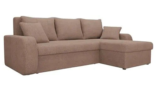Mirjan24 Ecksofa Kristofer Lux, Eckcouch Couch! mit Schlaffunktion, Zwei Bettkasten, Farbauswahl, Wohnlandschaft! Bettfunktion! Design L-Form Sofa! Seite Universal! (Coral 45)