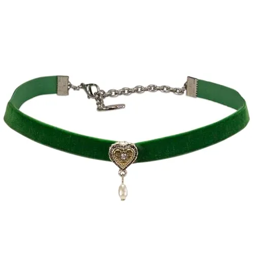 Alpenflüstern Trachten-Samtkropfband in grün von Alpenflüstern