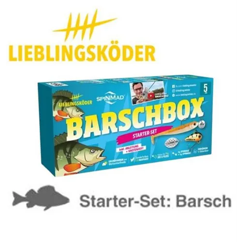 Lieblingsköder BARSCH BOX Starter Set - Köder & Futtermittel für Raubfischangeln, ideal für Barsch und Forelle mit langlebigen Gummifischen und Spitzenhaken für maximale Fangchancen.