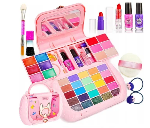 COIL Kreativset Kosmetik-Set für Kinder - Ein kreatives Make-up-Set für kleine Damen mit einer Vielzahl an Farben. Ideal für fantasievolles Spiel und Styling im eigenen Schönheitssalon. Inklusive Etui mit Spiegel und vielen tollen Accessoires.