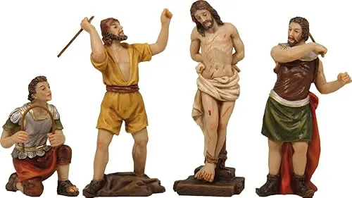 FADEDA 4X Passionsfiguren: Geißelung/Höhe:9 cm/handbemalt/detailgetreue Krippen Figuren - Weihnachten Tisch Dekoration Krippe Zubehör