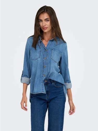 ONLY Female Jeanshemd ONLYASMIN - Blusen & Tuniken für Damen, normal geschnittenes Jeanshemd aus 100% Baumwolle für hohen Tragekomfort und lässigen Look.