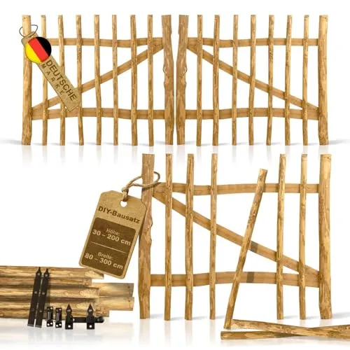 Produktbild BooGardi Gartentor Staketentor aus Haselnuss Holz, DIY Bausatz 110 cm x 80 cm