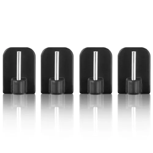 Bestlivings 4 Stück Anthrazite Selbstklebende Haken für Vitragestangen, Gardinenstangen, Vorhangstangen, Bistrostangen