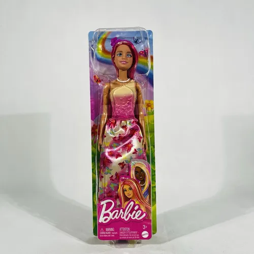 Barbie Royal-Puppe - Fantasievoll mit zweifarbigem Haar in Pink und Blond, detailreiches Oberteil und Schmetterlingsrock, ideales Geschenk für kleine Entdeckerinnen