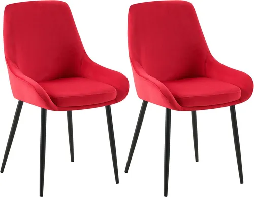 Deluke Esszimmerstuhl 2er Set, Rot, Textil, 50x86x53 cm
