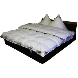 Betten Hofmann Daunendecke 240x220 cm - Hochsteg Winter Kassettenbett - Bettdecken, 8cm Hochsteg Winterdaunendecke für optimale Wärmeisolation, ideal für kälteempfindliche Menschen. Hergestellt aus 100% neuen Daunen für höchsten Schlafkomfort.