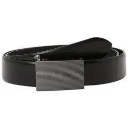 LLOYD Herren Gürtel 7854 aus Leder, Schwarz - Hochwertiger Ledergürtel mit stufenlos verstellbarer Schnalle und elegantem Linienmuster, ideal für stilbewusste Männer.