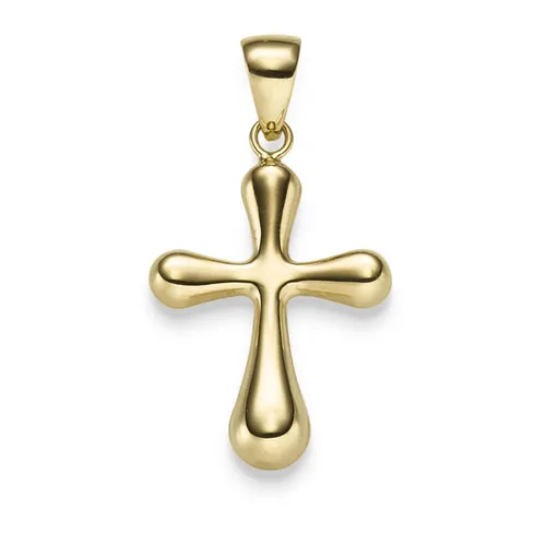 Anhänger Kreuz abgerundet 31,5x17mm aus 585 Gold Gelbgold glänzend - Eleganter 14 Karat Goldanhänger in Kreuzform, ideal für das tägliche Tragen oder besondere Anlässe. Perfekte Ergänzung für jedes Schmuckstück.