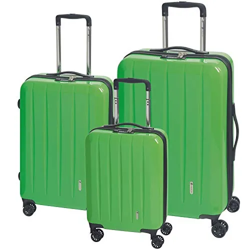 Check.IN 3-tlg. Kofferset LONDON 2.0 - grün mit 4 Rollen - Koffer-Set mit exklusivem Design, robustem ABS/Polycarbonat-Materialmix und 10% erweiterbarem Packvolumen. Ideal für stressfreies Reisen dank TSA-Schloss und 360°-Leichtlaufrollen.