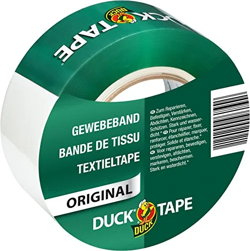 DUCK TAPE 106-05 Original Gewebeband – Selbstklebendes Klebeband mit wasserdichter Oberfläche – Panzertape extra stark für innen & außen – 50mm x 50m