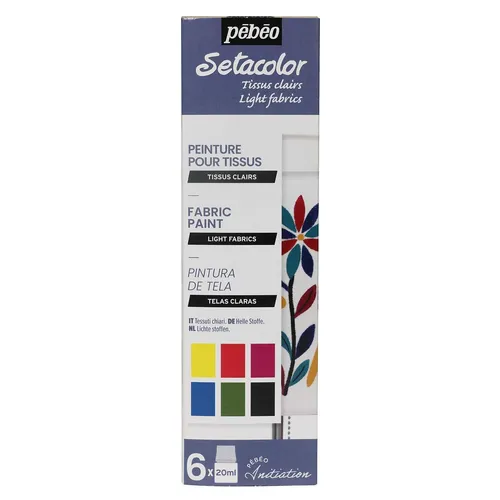 Pebeo Setacolor Light Permanente Eisenfix Stofffarbe Assortiertes Set 6 X 20Ml