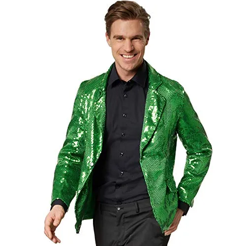 dressforfun Glitzer Pailletten Blazer, Sakko für Herren - Funktionsjacke im 80er Jahre Stil, ideal für Fasching und Karneval mit hohem Tragekomfort und schickem Design für unvergessliche Auftritte.