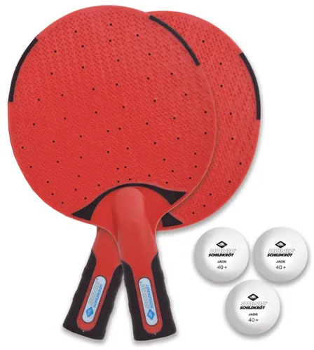 Donic-Schildkröt TT 2er Set Outdoor Tischtennis Set - Tischtennis Set für draußen mit 2 Schlägern und 3 wetterfesten Bällen; ergonomische Griffe für optimalen Halt und praktischer Aufbewahrungsbeutel.