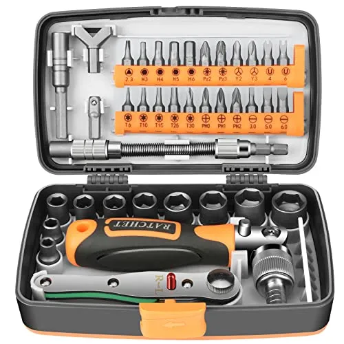 Noosverl 38-tlg 1/4 Zoll Ratsche Werkzeugset, Umschaltknarre, Ratschenschlüssel-Satz, Ratcheting, Schraubendreherbits Sockets Set, Ratschenkasten Klein