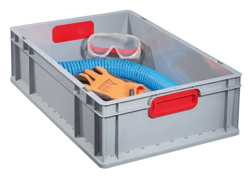Allit EuroBox 412 Größe 400 x 300 x 120 mm Griffegeschlossen grau / rot - 456700