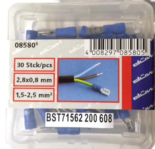 Produktbild Kabelschuhe Flachsteckhülse blau 1,5-2,5mm²  2,8mm  4,8mm  6,3mm  Stecker
