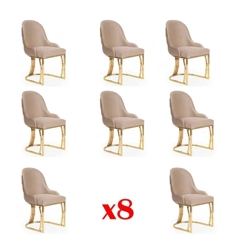 Design Stuhl Set 8x Sessel Edelstahl Textil Polster - Modernes Set mit 8 stilvollen Esszimmerstühlen, ideal für Küche und Esszimmer. Robustes Edelstahlgestell und pflegeleichter Polyesterstoff sorgen für Langlebigkeit und hohen Sitzkomfort.