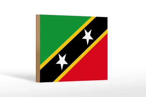 Holzschild Flagge St. Kitts und Nevis 18x12 cm Saint Kitts Deko Schild