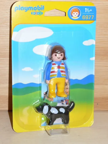 PLAYMOBIL 6977 - Frau mit Hund, ideal für Kinder ab 18 Monaten zur Förderung von Motorik und Kreativität
