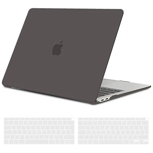 TECOOL Hülle Kompatibel mit MacBook Air M1 (A2337) / MacBook Air 13 Zoll Retina 2020 2019 2018 (A2179 A1932), Ultradünne Schutzhülle Hartschale Case mit Tastaturschutz (EU Layout), Gefrostet Grau