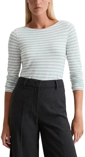 Marc O'Polo Damen Langarmshirt aus Bio-Baumwolle - Nachhaltiges Longsleeve mit U-Boot-Ausschnitt aus GOTS-zertifiziertem Organic Cotton für einen femininen Look und hohen Tragekomfort.