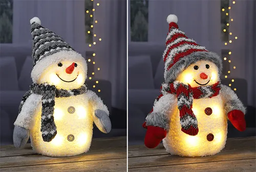 Schneemann mit LED Beleuchtung - Niedlicher Weihnachtsdeko - Weihnachtsbeleuchtung, niedlicher Schneemann mit Schal und Mütze, energiesparende LED-Technik, ideal für stimmungsvolle Innendekoration.
