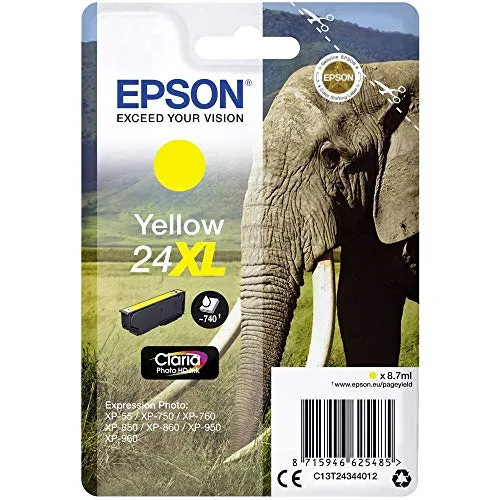 EPSON 24XL T2434XL gelb - Original Druckerpatrone mit Claria Photo HD Ink, brillante Farben und detailreiche Fotodrucke