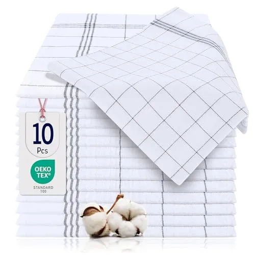 BARBONS Geschirrtücher 10er Set - Baumwolle 50x70 cm - Oeko-TEX Zertifiziert - Küchentextiliensets Trockentücher Küchenhandtücher Küchentücher Geschirrhandtücher Waschbar bis 90 C Anthrazit