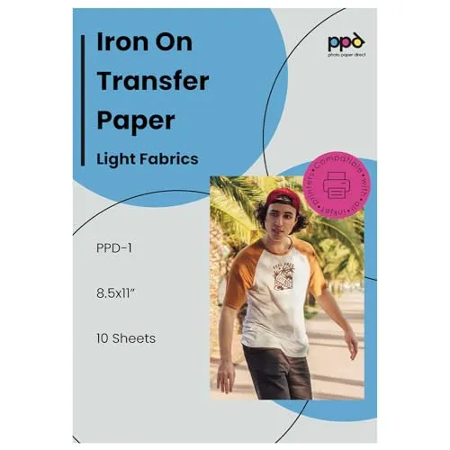 PPD 10 x A4 Inkjet Premium Transferpapier für helles Textil, Bügeleisen und Transferpresse PPD-1-10