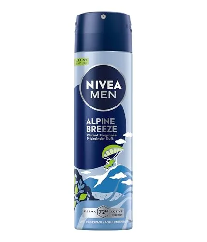 Produktbild NIVEA MEN Alpine Breeze Artist Edition Deo Spray, Deodorant für 72h Anti-Transpirant-Schutz gegen Schweiß und Geruch, Deospray mit erfrischendem Duft (150 ml)