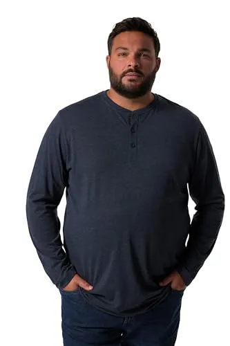 Men Plus Herren große Größen Übergrößen Menswear L-8XL Henley, Basic, Langarm, Rundhals dunkel Marine XL 836383730-XL
