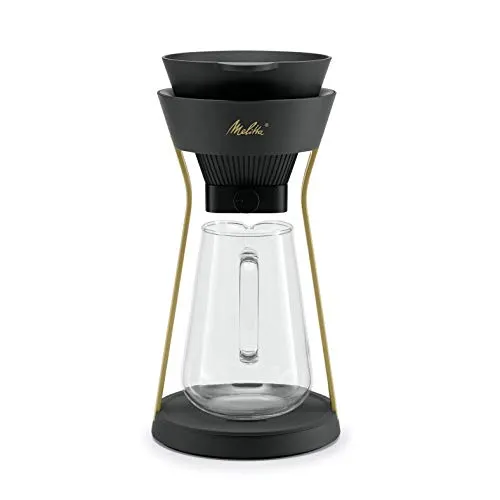 Melitta® Amano Kaffeebereiter Schwarz-Gold - Kaffeemaschinen mit innovativer Handfiltration für vollmundigen, aromatischen Kaffee. Genießen Sie bewusste Auszeiten mit hochwertiger Borosilikat-Glaskanne und perfektem Blooming.