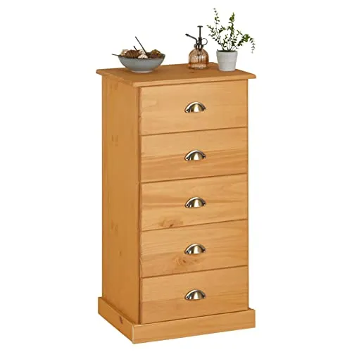 IDIMEX Kommode PARIS - 5-Schubladen Apothekerkommode aus Kiefernholz - Schubladenkommode mit 5 praktischen Schubladen, aus massivem Kiefernholz, ideal für stilvolle und funktionale Aufbewahrung in jedem Raum.