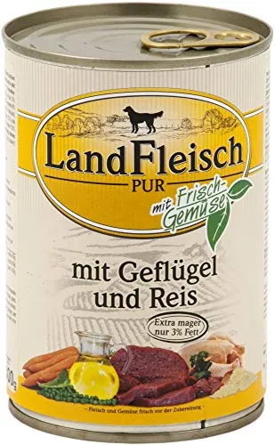 LandFleisch | Pur Geflügel & Reis extra mager | 12 x 400 g