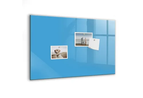 Tulup Magnettafel Blau aus Glas, 60x40 cm - Präsentation - Elegante und bruchfeste Magnettafel aus gehärtetem Glas, ideal für Schule und Büro. Inklusive 5 Neodym-Magneten und Marker für kreative Organisation!