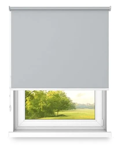 time4blinds Rollos Verdunkelungsrollo Freihängendes Rollo ohne Kassette Wand- oder Deckenmontage Großes Format UV-Schutz Thermische Eigenschaften Solides Design 120x240 cm Mondlichtgrau - Links