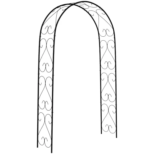 Outsunny Rosenbogen Torbogen aus Stahl - Gartenbogen für Rankhilfen - Spaliere für Gartenliebhaber, aus robustem Stahl, ideal für Pflanzen und Blumen, Höhe 230 cm für eine beeindruckende Gartendekoration.