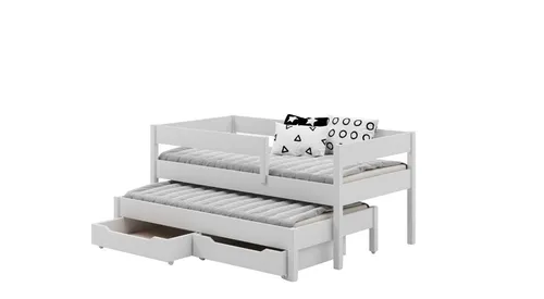 Lukdom Ausziehbett Weiß mit 2 Schubladen 90x180 cm