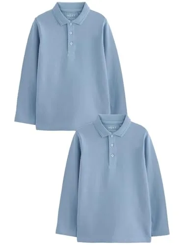 NEXT Jungen Langärmelige Polo-Shirts im 2er-Pack Blau 110