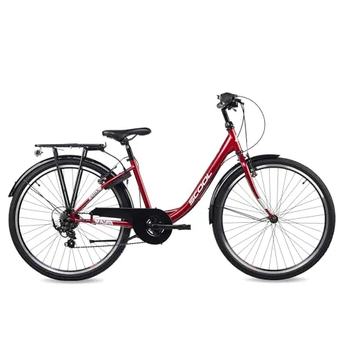 S’COOL Chix Jugendfahrrad 26 Zoll, 6-Gang Shimano Kettenschaltung, Leichter Rahmen, Rot/Weiß