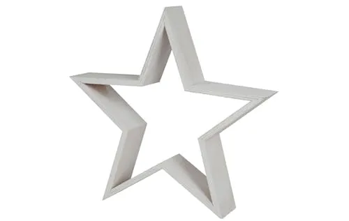 Sesua Deko Holzstern 22cm Weiss Weihnachtsstern Fensterdeko Tischdeko