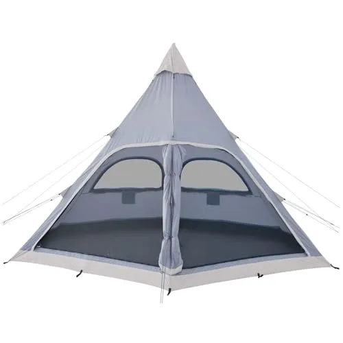 Skandika Tipi Zelt Hetta 460 Protect – Geräumiges Familienzelt für 6 Personen - Firstzelte mit 3 m Stehhöhe, eingenähtem Zeltboden und 3000 mm Wassersäule für optimalen Wetterschutz und Komfort beim Camping oder Glamping.