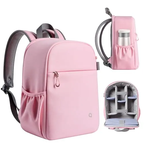 llano Kamerarucksack für DSLR/SLR/Systemkameras – Wasserabweisende Fototasche mit Laptopfach & Stativhalterung, Kompakte Kameratasche, Reisen & Outdoor, Mittelgroß 10 L, Rosa