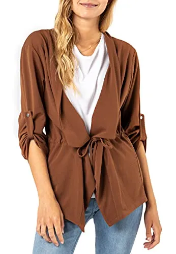 Sublevel Damen Blazer zum Binden Lässig brown L